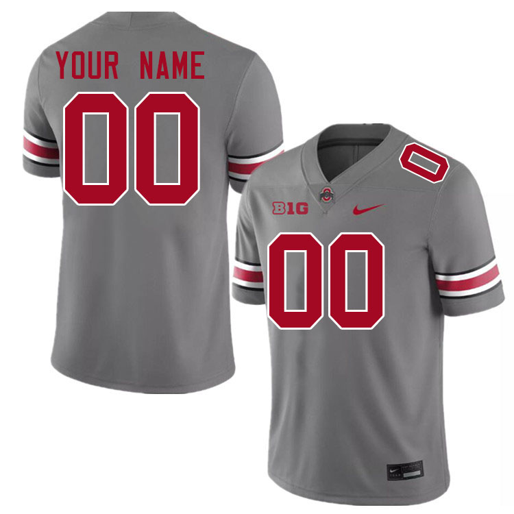 Custom Ohio State Buckeyes Name And Number Football Jersey-Grey